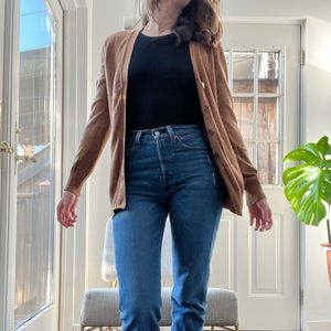 JCrew cozy button down cardigan. Wool, cotton, nylon.